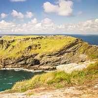 Buy canvas prints of Tintagel Island on the North Coast of Cornwall by Michael Shannon