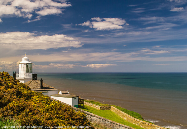 View out to sea from Whitby Lighthouse Picture Board by Michael Shannon