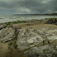 Buy canvas prints of Grey Skies over Carne Beach in Cornwall by Michael Shannon