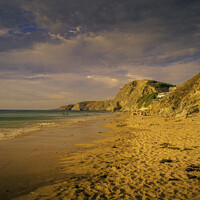 Buy canvas prints of Watergate Bay near Newquay in Cornwall in Golden H by Michael Shannon