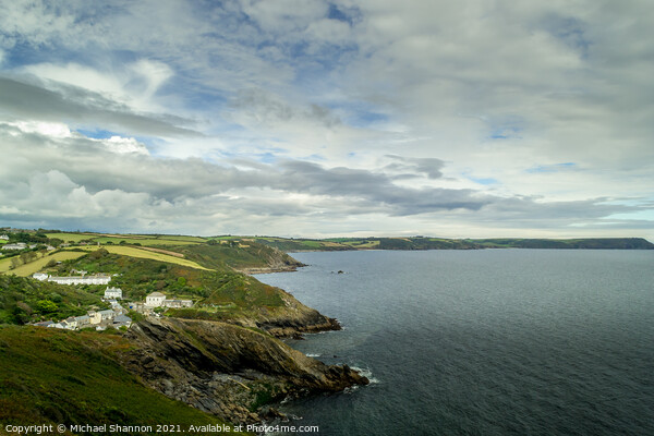 View of the Cornish Coastline near the fishing vil Picture Board by Michael Shannon
