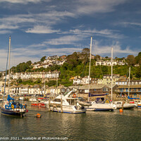 Buy canvas prints of Boats and yachts moored in the harbour, Looe, Corn by Michael Shannon