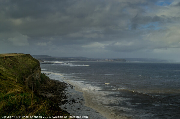 View north from the cliffs near Filey Brigg Picture Board by Michael Shannon