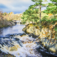 Buy canvas prints of Waterfall at Low Force on the River Tees in Teesda by Michael Shannon