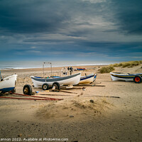 Buy canvas prints of Boats on the beach at Marske By the Sea by Michael Shannon