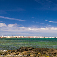 Buy canvas prints of Harbour and seafront, Corralejo, Fuerteventura by Michael Shannon