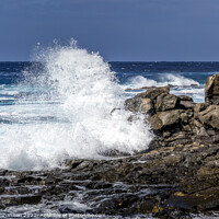 Buy canvas prints of Rough sea and breaking wave at Wave, Punta Pechigu by Michael Shannon