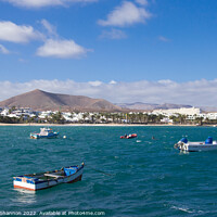 Buy canvas prints of Playa de la Cucharas, Costa Teguise, Lanzarote by Michael Shannon