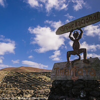 Buy canvas prints of Sign at the entrance to Timanfaya National Park in by Michael Shannon