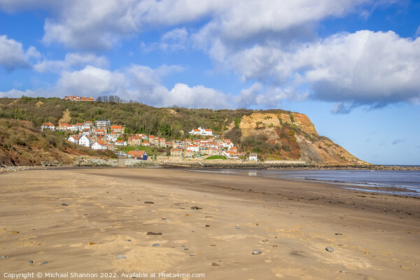The sandy beach in Runswick Bay on the North Yorks Picture Board by Michael Shannon