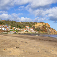 Buy canvas prints of The sandy beach in Runswick Bay on the North Yorks by Michael Shannon