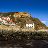 Buy canvas prints of Cottages by the sea in Runswick Bay, North Yorkshi by Michael Shannon
