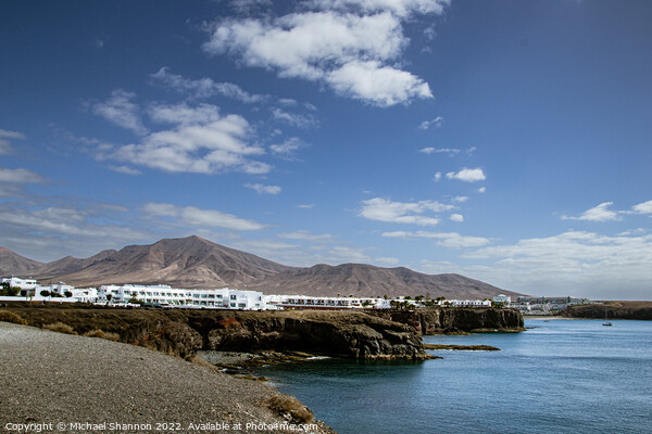 View east from Castillo del Aguila Playa Blanca, L Picture Board by Michael Shannon