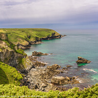 Buy canvas prints of Cornish Coastline between Navax Point and Hell's M by Michael Shannon