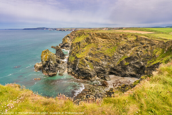 Rocky cliffs near Hell's Mouth in Cornwall Picture Board by Michael Shannon