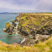 Buy canvas prints of Rocky cliffs near Hell's Mouth in Cornwall by Michael Shannon