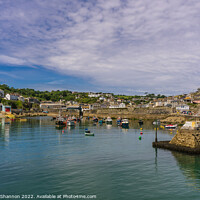 Buy canvas prints of Boats moored in Mevagissey Harbour, Cornwall by Michael Shannon