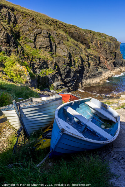 Boats at the top of the slipway in Church Cove, Co Picture Board by Michael Shannon