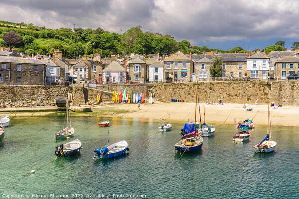 The harbour and beach in Mousehole, Cornwall Picture Board by Michael Shannon