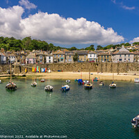 Buy canvas prints of Boats moored in Mousehole harbour, Cornwall by Michael Shannon