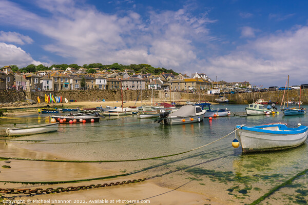 Boats in Mousehole harbour, Cornwall Picture Board by Michael Shannon