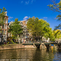 Buy canvas prints of City Street and Canal Amsterdam, Netherlands by Michael Shannon