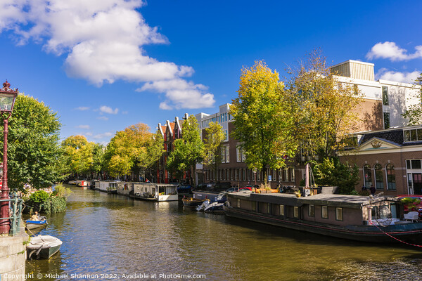 Canal and house boats - Amsterdam Picture Board by Michael Shannon