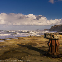Buy canvas prints of Rusty old Capstan on the East Pier, Whitby, North  by Michael Shannon