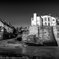 Buy canvas prints of Robin Hoods Bay (Black and White) by Michael Shannon