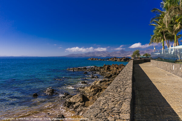 Sea view southwards from the promenade in Puerto d Picture Board by Michael Shannon
