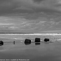 Buy canvas prints of Overcast Day - Reighton Sands, Filey Bay, North Yo by Michael Shannon