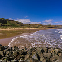 Buy canvas prints of Cattersty Beach View from Skinningrove Pier by Michael Shannon