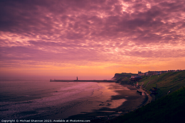 Tranquil Sunrise Over Whitby Picture Board by Michael Shannon