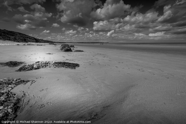Speeton Sands, Filey Bay, Low tide (Black and Whit Picture Board by Michael Shannon