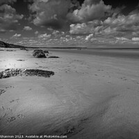 Buy canvas prints of Speeton Sands, Filey Bay, Low tide (Black and Whit by Michael Shannon