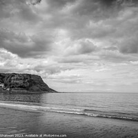 Buy canvas prints of Runswick Bay's Monochrome Tranquillity by Michael Shannon