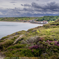 Buy canvas prints of Clifftop view of Sandsend by Michael Shannon