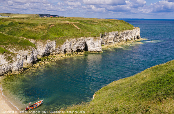 Clifftop view of North Landing on the Flamborough  Picture Board by Michael Shannon