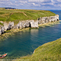 Buy canvas prints of Clifftop view of North Landing on the Flamborough  by Michael Shannon