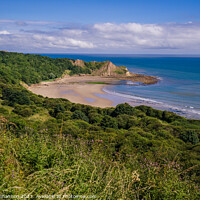 Buy canvas prints of Clifftop view of Cayton Bay, North Yorkshire by Michael Shannon