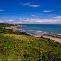 Buy canvas prints of Cayton Bay, North Yorkshire viewed from the clifft by Michael Shannon