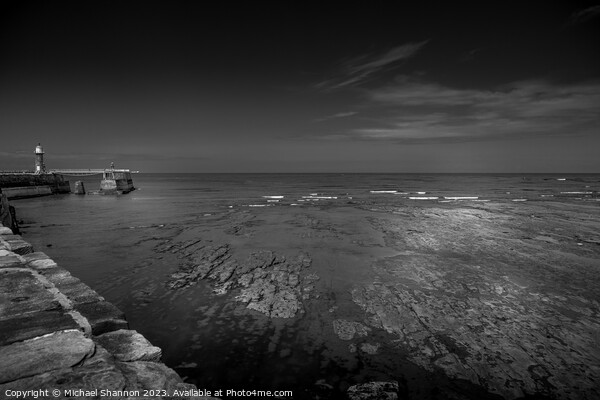 Whitby's East Beach: A Monochrome Perspective Picture Board by Michael Shannon