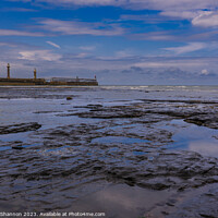 Buy canvas prints of Whitby East Beach at low tide by Michael Shannon