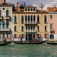 Buy canvas prints of Line of Gondolas on the Grand Canal in Italy by Michael Shannon