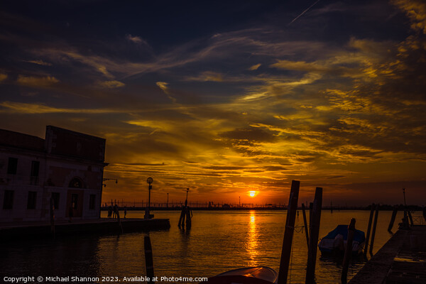 Illuminated Sky in Venice at Sunset  Picture Board by Michael Shannon