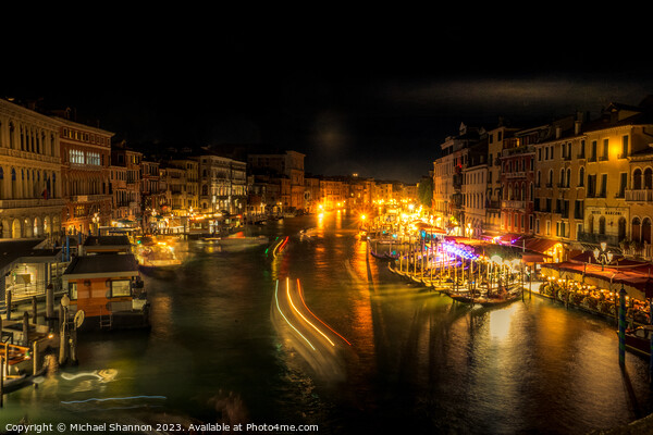 Night time view from Rialto Bridge, Venice Picture Board by Michael Shannon