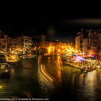 Buy canvas prints of Night time view from Rialto Bridge, Venice by Michael Shannon