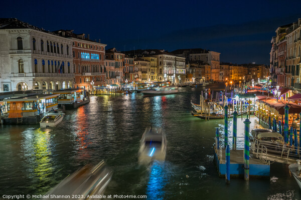 Night time view from the Rialto Bridge, Venice Picture Board by Michael Shannon
