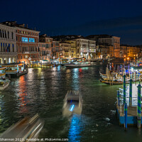 Buy canvas prints of Night time view from the Rialto Bridge, Venice by Michael Shannon