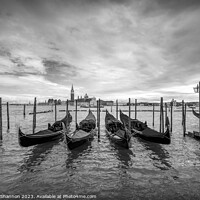 Buy canvas prints of Gondolas moored near St Marks Square, Venice by Michael Shannon